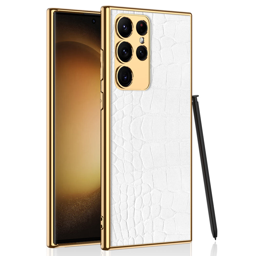 GKK For Samsung Galaxy S23 Ultra Crocodile / Snake Texture PU Leather Coated PC Back Case Electroplating TPU Frame Phone Cover GKK For Samsung Galaxy S23 Ultra Crocodile / Snake Texture PU Leather Coated PC Back Case Electroplating TPU Frame Phone Cover